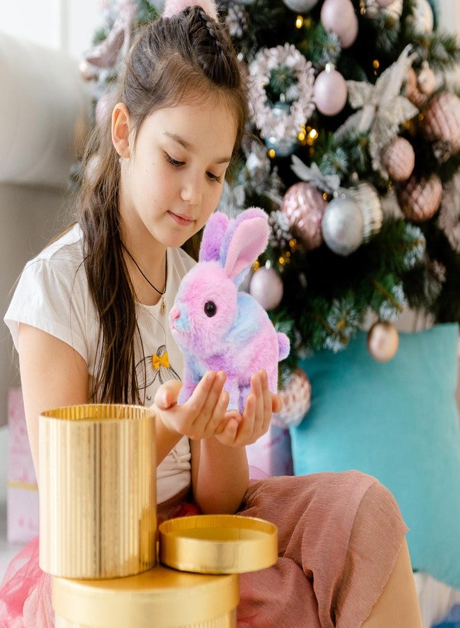 Easfan Walking Rabbit with Carrot nteractive Electronic Pet Plush Bunny Toy with Sounds and Movements Hoping Rabbit Ears Moving Educational Plush Toy Easter Birthday Gifts for Kids Girls, 7'',Rainbow - Image 5